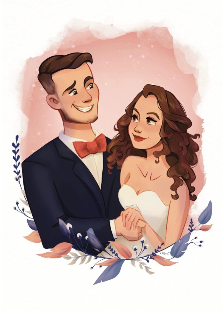 prezent ślubny - portret pary młodej