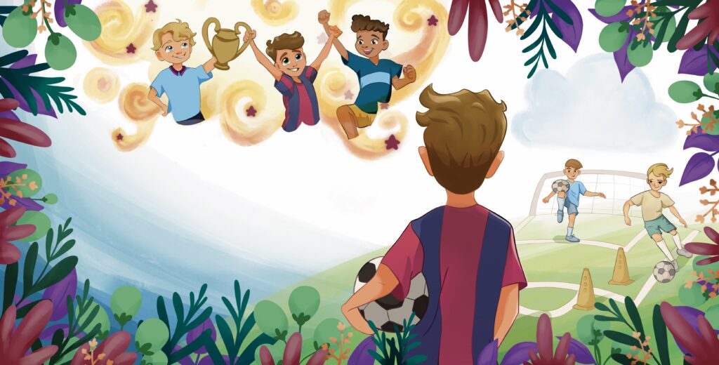 Skończona scena do ilustracji rozkładówkowej